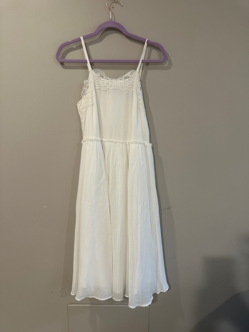 Stella McCartney Kids White Lace-Trim Spaghetti Strap Dress